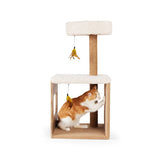 Mid-Century Modern Cat Tree with Condo, 36.5" H