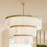 Hanging poles& Alabaster Tiles of Windham Alabaster 3 Tier Chandelier