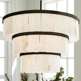 Hanging poles& Alabaster Tiles of Windham Alabaster 3 Tier Chandelier