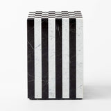 Fori Square Black and White Marble Game Side Table