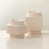 Tycho White Travertine Taper Candle Holder