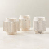 Tycho White Travertine Taper Candle Holder