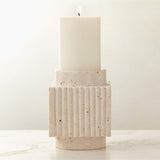 Tycho White Travertine Taper Candle Holder