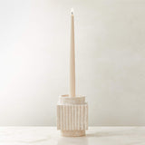 Tycho White Travertine Taper Candle Holder