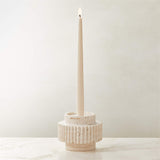 Tycho White Travertine Taper Candle Holder