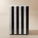 Fori Square Black and White Marble Game Side Table