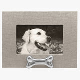 Linen Picture Frame with Silver Dog Bone