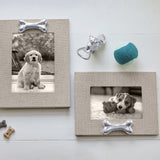 Linen Picture Frame with Silver Dog Bone