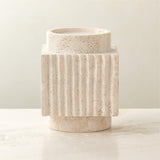 Tycho White Travertine Taper Candle Holder