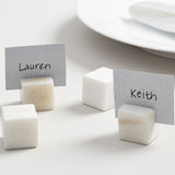 White Marble Cube Place Card Holders-Set of 4
